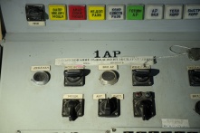 Controls for the No. 1 automatic power regulator on A Desk (reactor control engineer's position) in Unit 2 at Chernobyl.